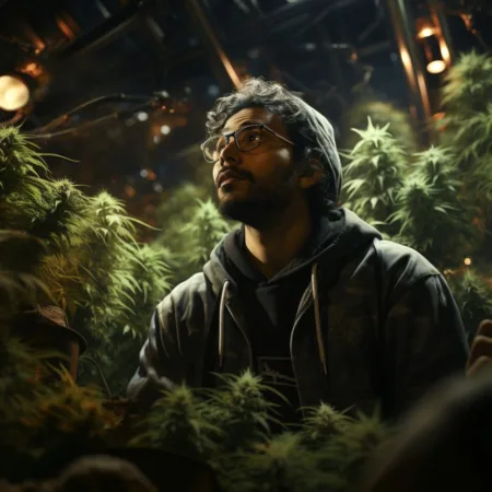 Legal Battle Over Safe Drug Consumption Site Heats Up Amid DOJ’s Contradictory Positions Safe Drug Consumption - A person at a safe consumption site surrounded by cannabis plants. Cannabis News by LeafyLeaks.com, Ai Generated image for Leafy Leaks.