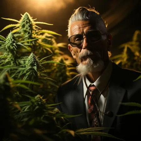 A photograph of Rep. Morgan Luttrell in a cannabis field - Cannabis News by LeafyLeaks.com, Ai Generated image for Leafy Leaks