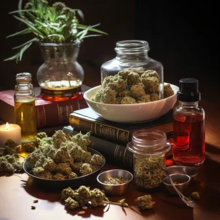 Medical Marijuana Kansas - Governor Laura Kelly amidst lush cannabis plants. Cannabis News by LeafyLeaks.com, Ai Generated image for Leafy Leaks.