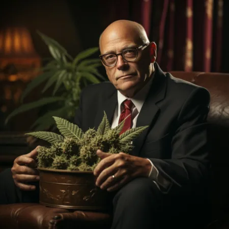 A candid image of Congressman Steve Cohen passionately advocating for cannabis reform.