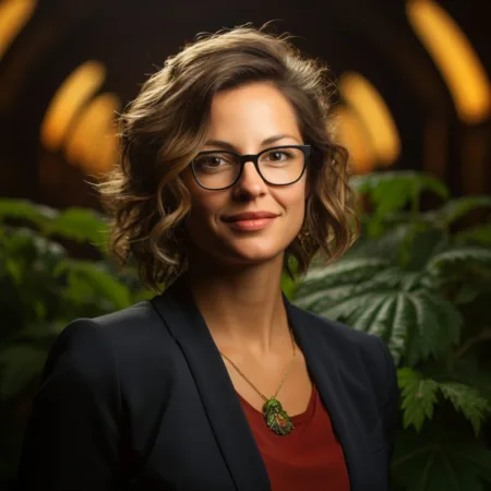 House Speaker Rachel Talbot Ross with a cannabis plant, Cannabis Equity Bill, Cannabis News by LeafyLeaks.com, Ai Generated image for Leafy Leaks