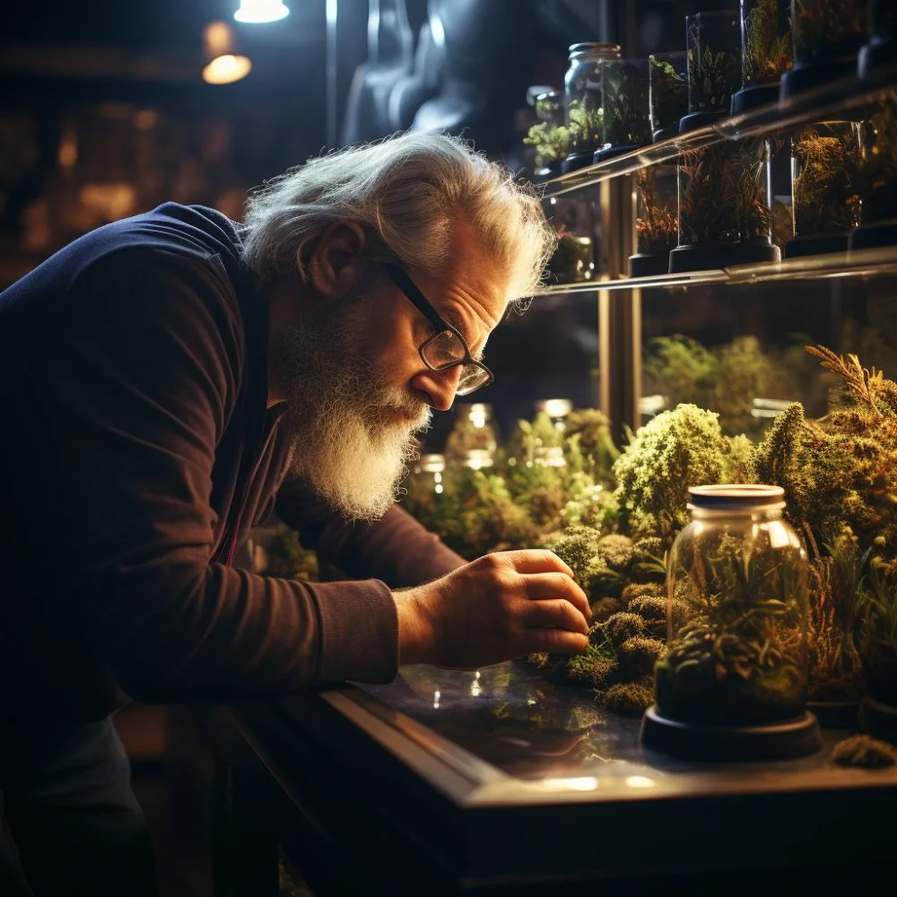 A person examining cannabis strains at a dispensary - Marijuana Consumers Illicit Market