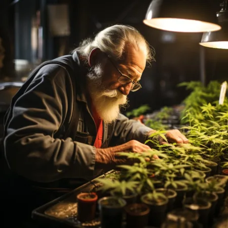 Medical Marijuana Homegrow - A close-up of a cannabis plant being cared for by an Arkansas patient.