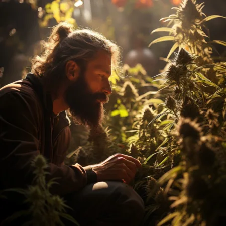 Majority of U.S. Military and Veterans Support Marijuana Legalization, Survey Finds Cannabis legalization support concept - Veteran enjoying marijuana in a garden