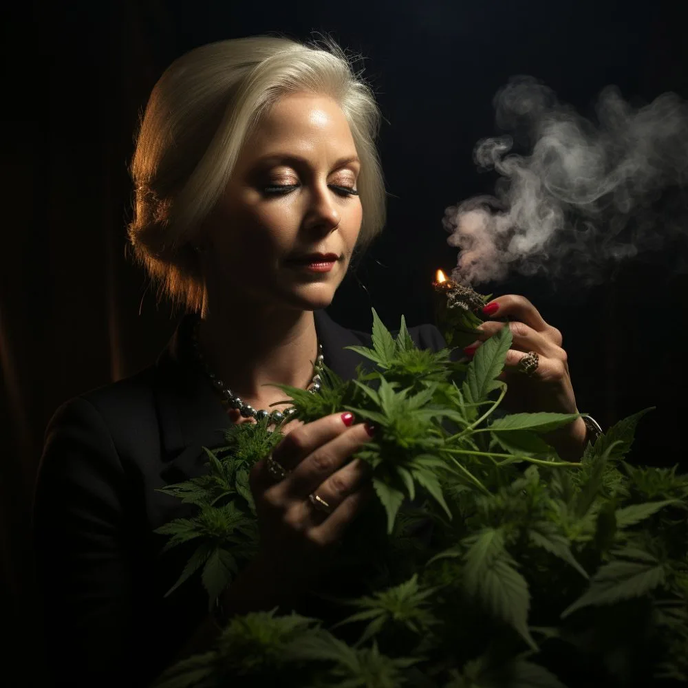 Marijuana Legalization - Senator Kirsten Gillibrand advocating for cannabis reform. Cannabis News by LeafyLeaks.com, Ai Generated image for Leafy Leaks.