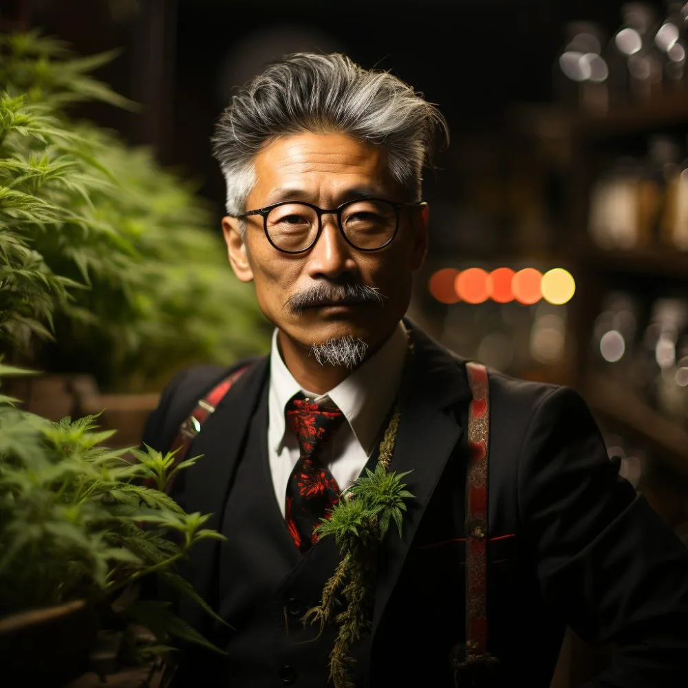 Image of Hiroshi discussing strategic cannabis topics at a committee meeting - Cannabis News by LeafyLeaks.com, Ai Generated image for Leafy Leaks