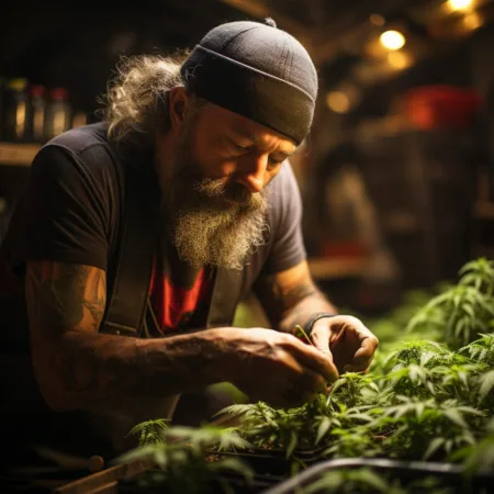 Cannabis plants growing in a home garden - Cannabis News by LeafyLeaks.com, Ai Generated image for Leafy Leaks