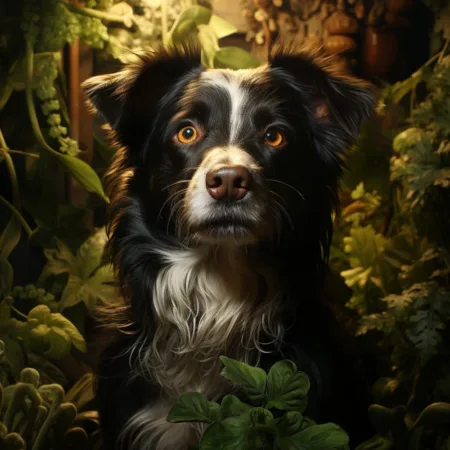 CBD for Dogs Reduces Stress and Anxiety During Car Travel: Study CBD-infused garden with a happy dog - Cannabis News by LeafyLeaks.com, Ai Generated image for Leafy Leaks