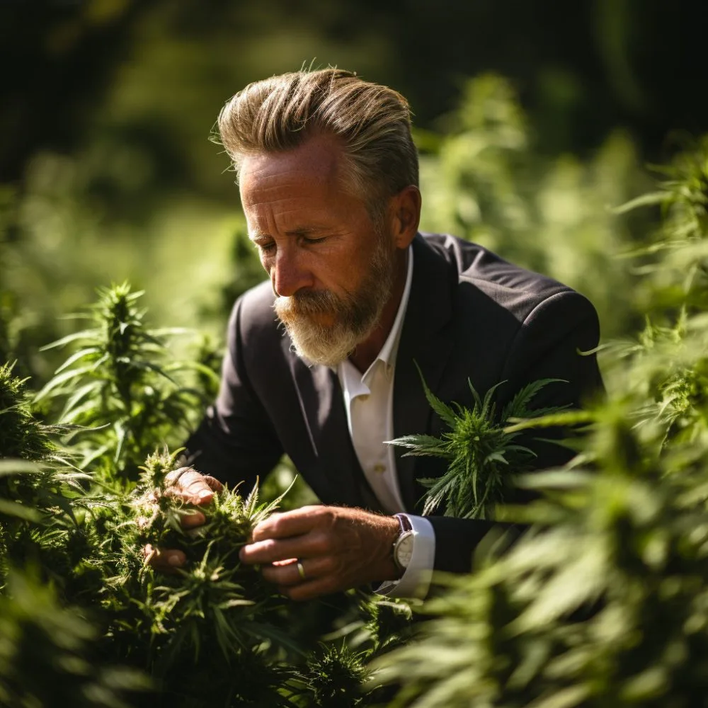 Triple Hemp THC - NASDA CEO Ted McKinney in a hemp field - Cannabis News by LeafyLeaks.com, Ai Generated image for Leafy Leaks