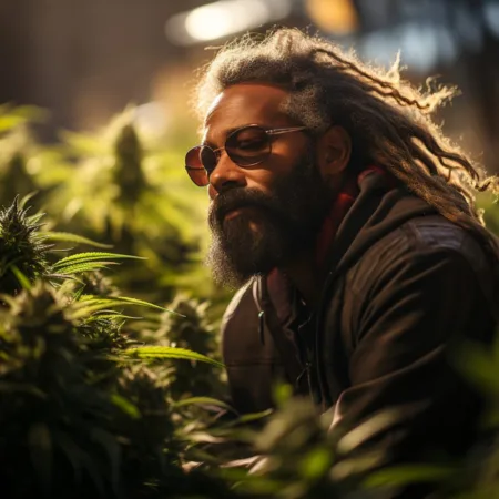Image of a person enjoying cannabis in a Washington cannabis garden.