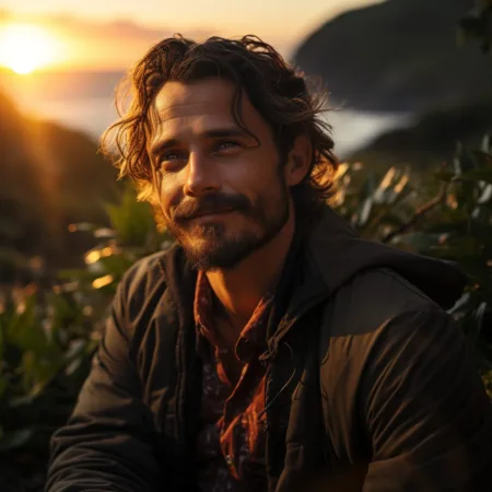 GOP Congressman’s Journey with Psychedelics Therapy, Military Research, and Plant-Based Medicine An image of Rep. Morgan Luttrell contemplating Psychedelics Therapy benefits on a serene beach at sunset. Cannabis News by LeafyLeaks.com, Ai Generated image for Leafy Leaks.