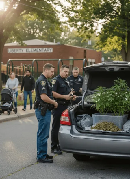 Uncover the details behind a Kentucky marijuana traffic stop near an elementary school—what did police discover, and what happens next?