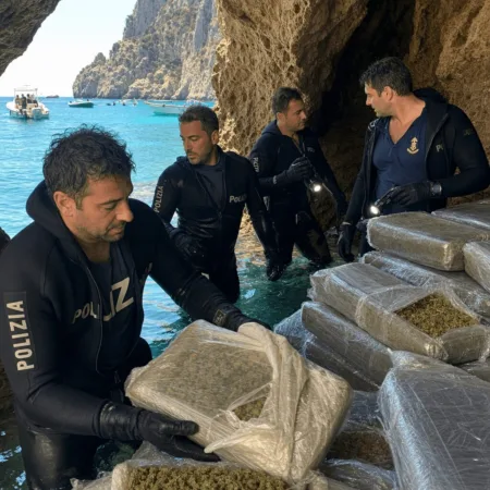 Dive into the dramatic cannabis stash sea cave discovery off a celebrity-packed Italian island. Find out what police divers uncovered in this stunning location!